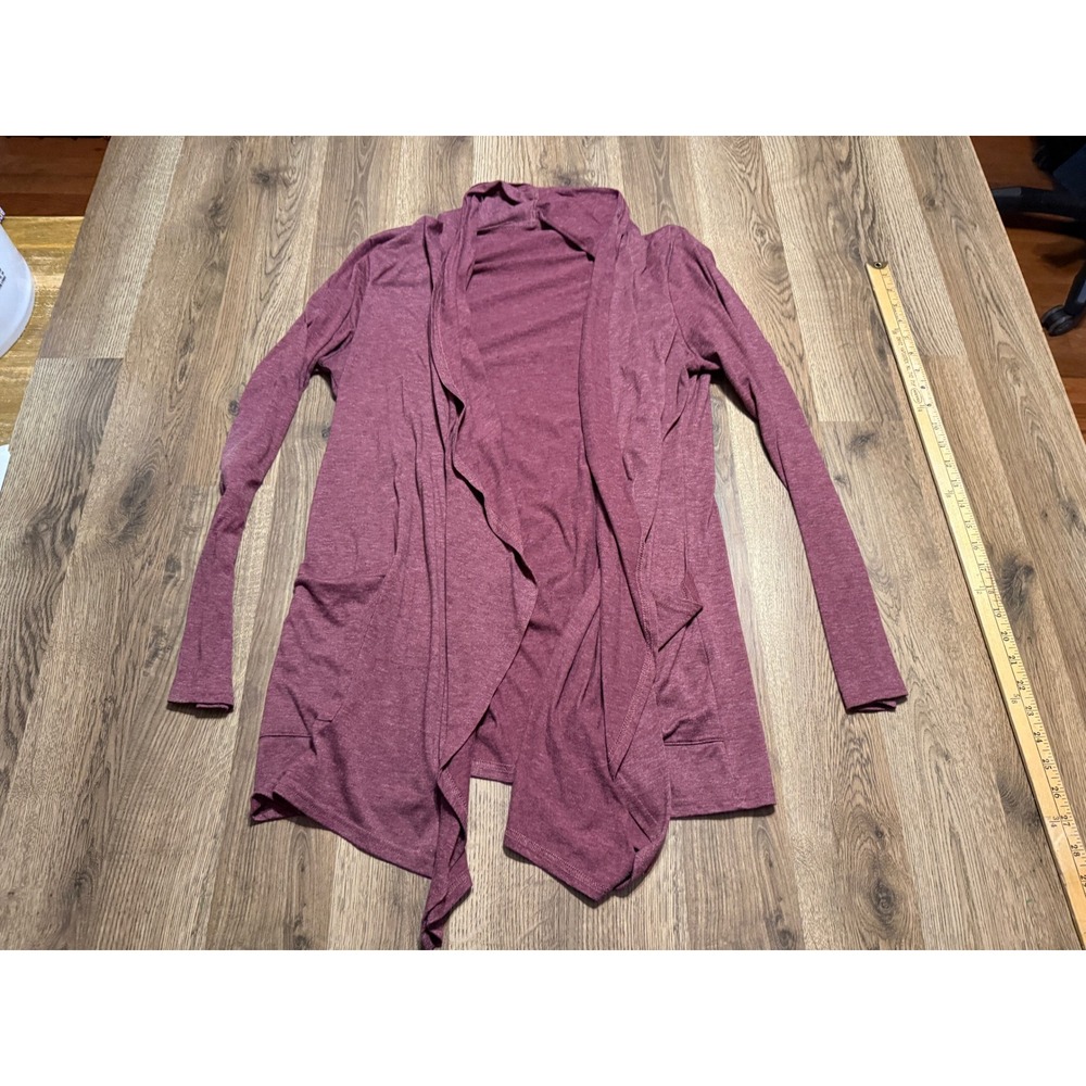 Unbranded Sweater Women Size XL Maroon Open Front Cardigan Waterfall Pockets